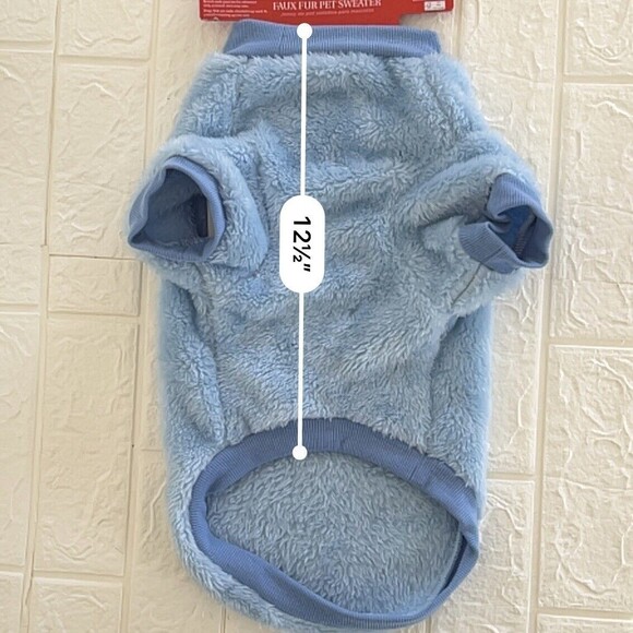 NWOT Dog Sweater (Medium) Love Smile Rainbow | Light Blue Faux Fur Pullover Soft - Picture 3 of 5